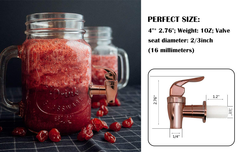 Rose Gold Beverage Dispenser Replacement Spigot, Push