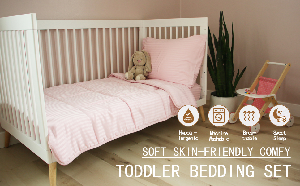 ZPECC Toddler Bedding Set 4 Piece Soft Crib Bedding Set