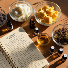 Notebook with DIY skincare