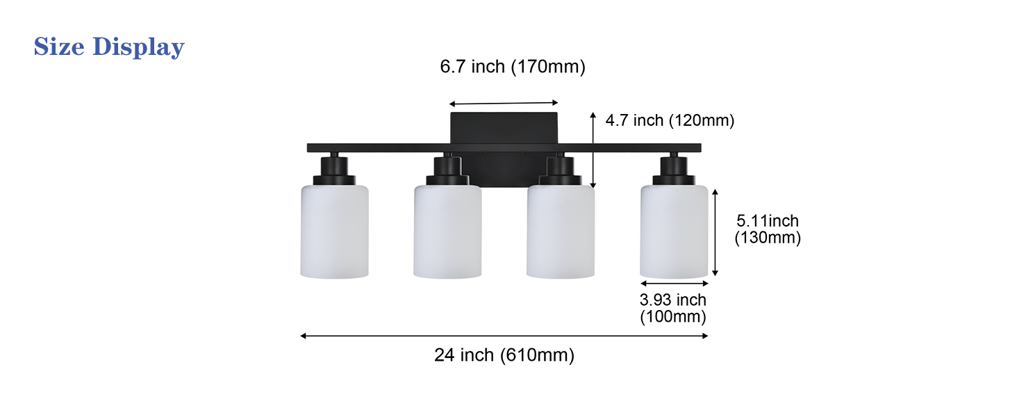 Wanluce 4Light Bathroom Vanity Light Black Bathroom Lighting Fixtures