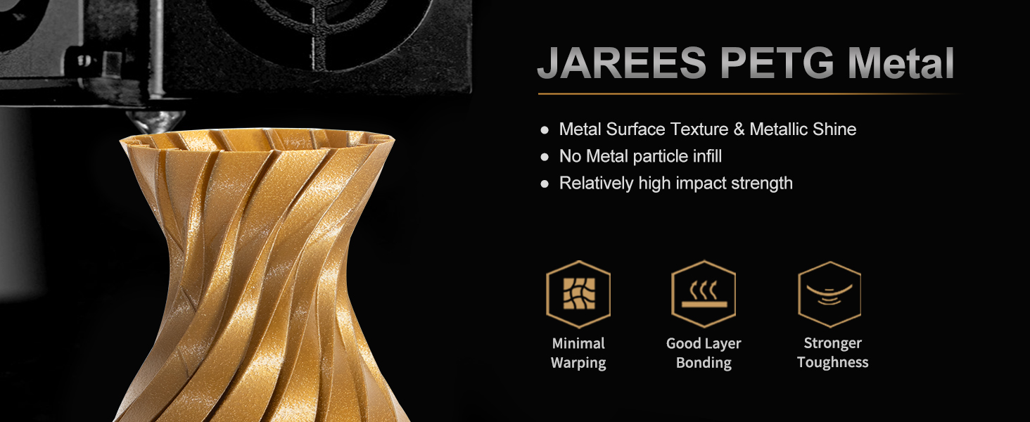 PETG Filament 1.75mm for 3D Printer, Metal-Like Consumable 1kg (2.2lbs) 1 Spool, Silk Metallic Finish PETG High Speed 3D Printer Filament, Dimensional Accuracy +/- 0.03 mm,Metallic Bronze Gold 8 metal filament