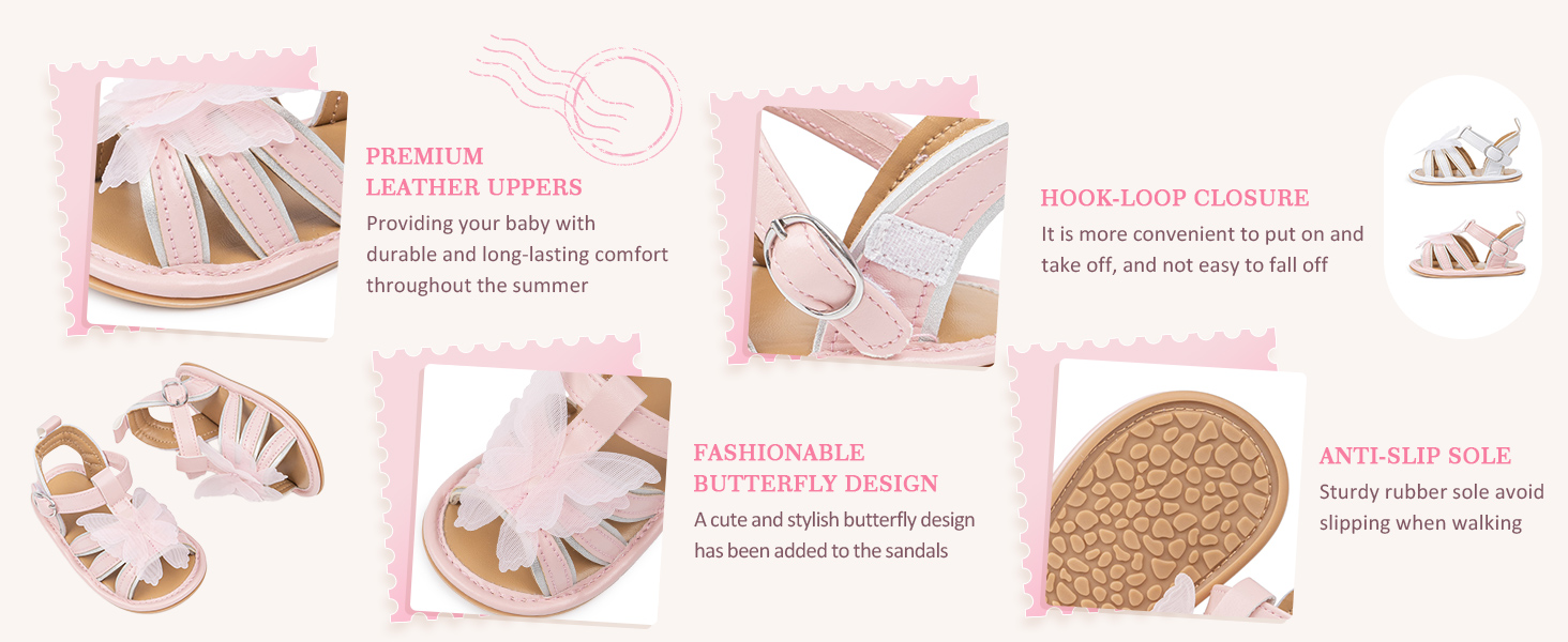 baby girl butterfly sandals newborn summer shoes non-slip beach sandals first walker shoes
