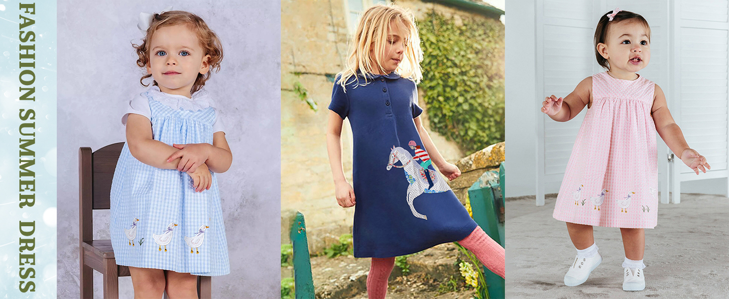 Little girls summer dress cartoon print dress spring dress for toddler