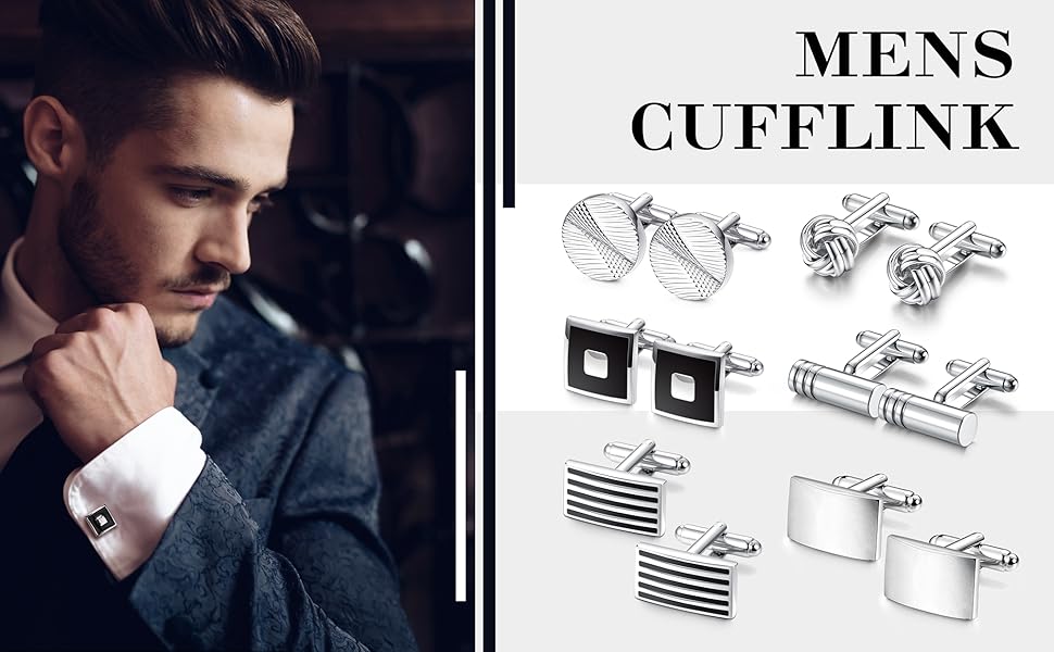 SYOSI 6 Pairs Cufflinks for Men Classic Cuff Links Mens Cufflinks