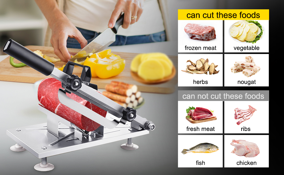 Manual Frozen Meat Slicer Meat Cutter Upgraded Stainless Steel Meat Cleavers Beef