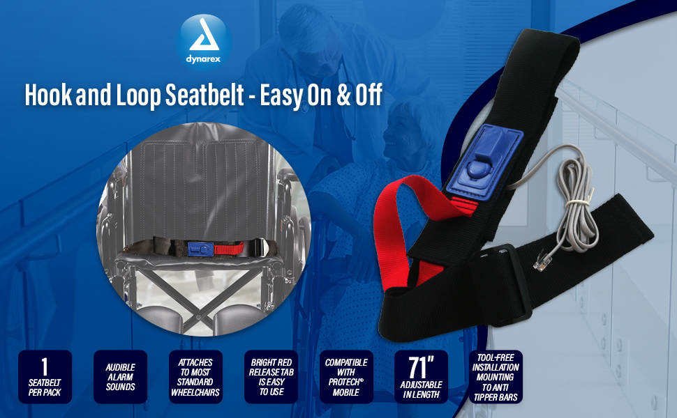 Dynarex Chair Alarm Seatbelts Easy On & Off Wheelchair
