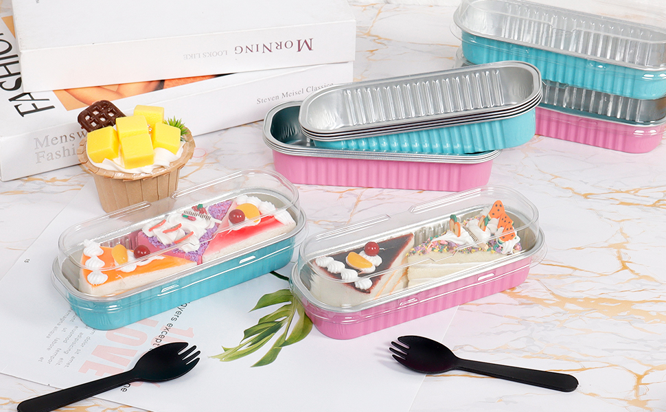 DI QIU REN 50Pack Disposable Mini Loaf Pan with Lid and