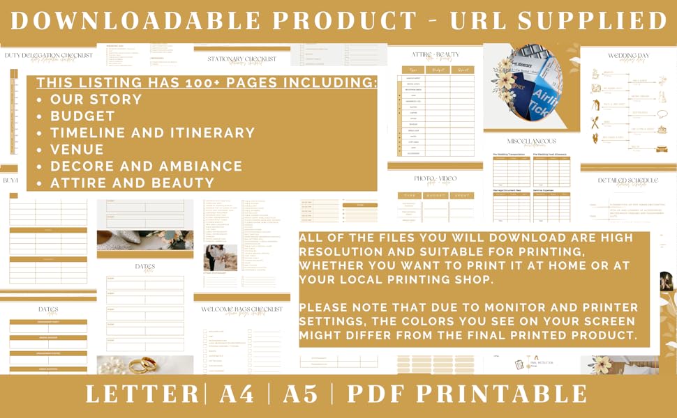 Ultimate Wedding Planner Downloadable Print, A4, A5 PDF, Comprehensive Tools for Stress-Free Planning, Stay Organized, Simplify Your Journey, Perfect for Brides-to-Be, Essential Wedding Planning Compa 12 Stress-free wedding planning Organized wedding schedule Bridal party checklist timeline template
