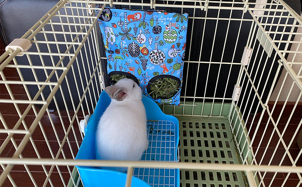 RMNHPTK Rabbit Litter Box with Hay Feeder Bag Rabbit Cage