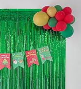 Melsan Tinsel Foil Fringe Curtains, Green Foil Curtain for St Patricks Day Decorations, Green Tin...