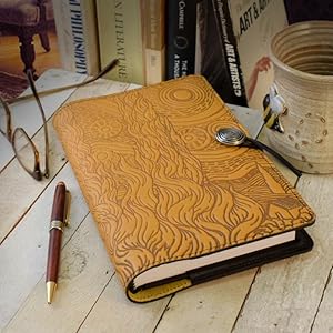 Leather Journal with Van Gogh Sky Motif