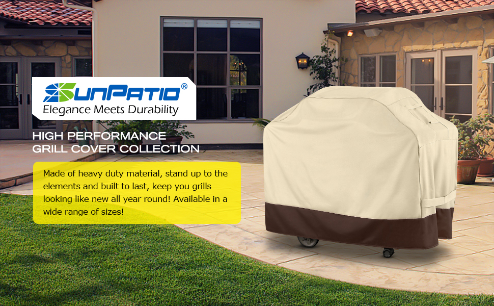 SunPatio Grill Cover 55 Inch, Outdoor Heavy Duty Waterproof Barbecue Gas Grill