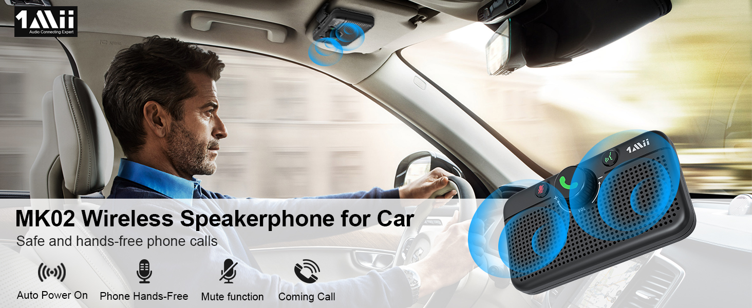 1Mii Bluetooth 5.3 Car Speaker, Handsfree Bluetooth