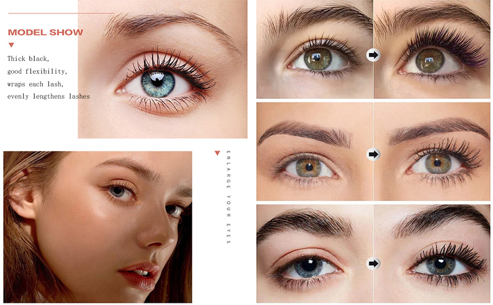 4D Silk Fiber Lash Mascara, Waterproof Smudge-proof Thickening Mascara Black Thickening 