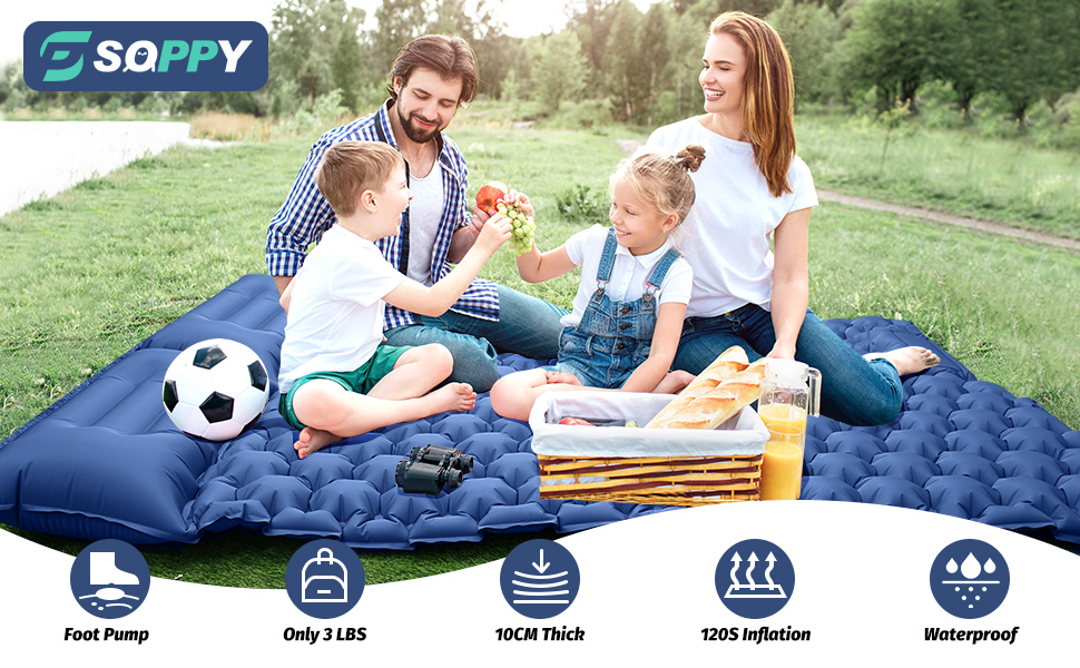 SOPPY Double Camping Mat Ultralight Self Inflating Sleeping Mat, 10cm
