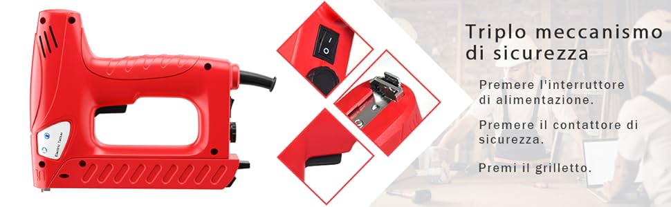 COSTWAY Chiodatrice Elettrica, Include 1200 Punte Metalliche 300 Chiodi, Rosso 15 1