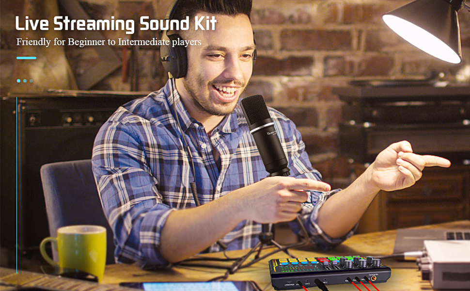 podcast microphone and sound mixer sound console