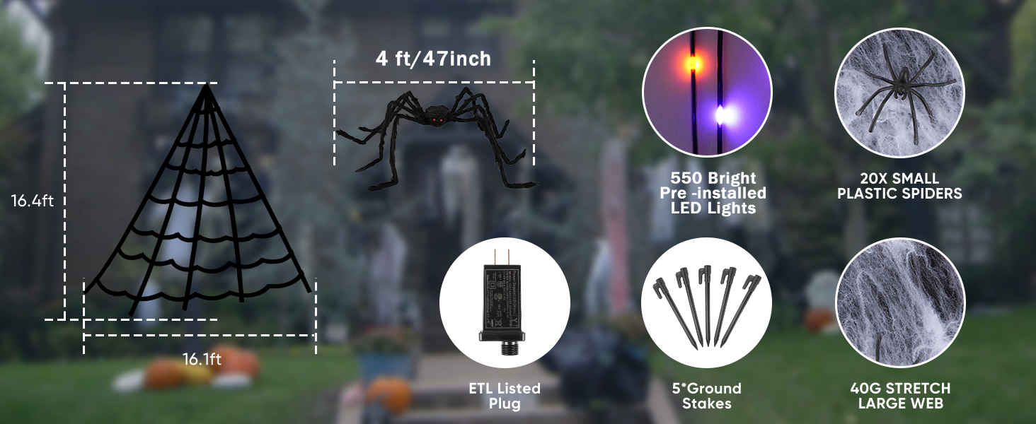 Spider Webs Halloween Decorations Lights