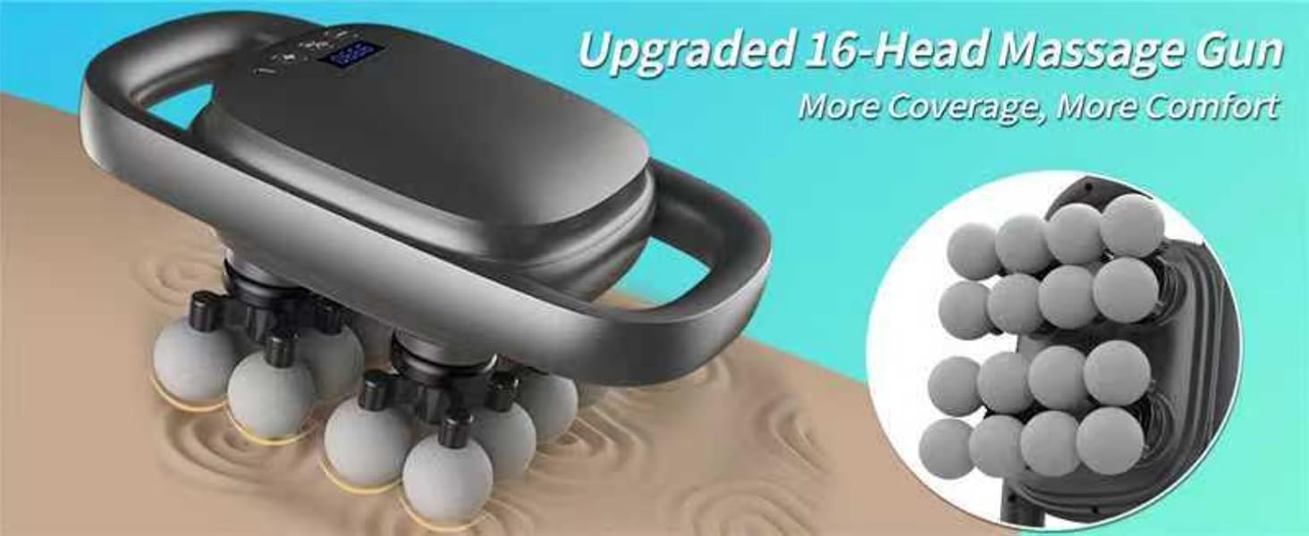16 Head Massage Gun, Deep Tissue Percussion Massager