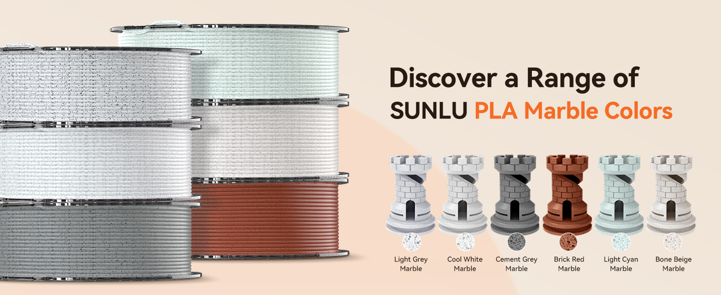 sunlu 3d printer filament marble pla filament high speed