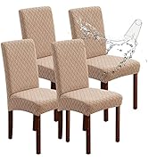 Genina Waterproof Chair Covers for Dining Room Set of 4, Dining Chair Cover Removable Parson Chai...
