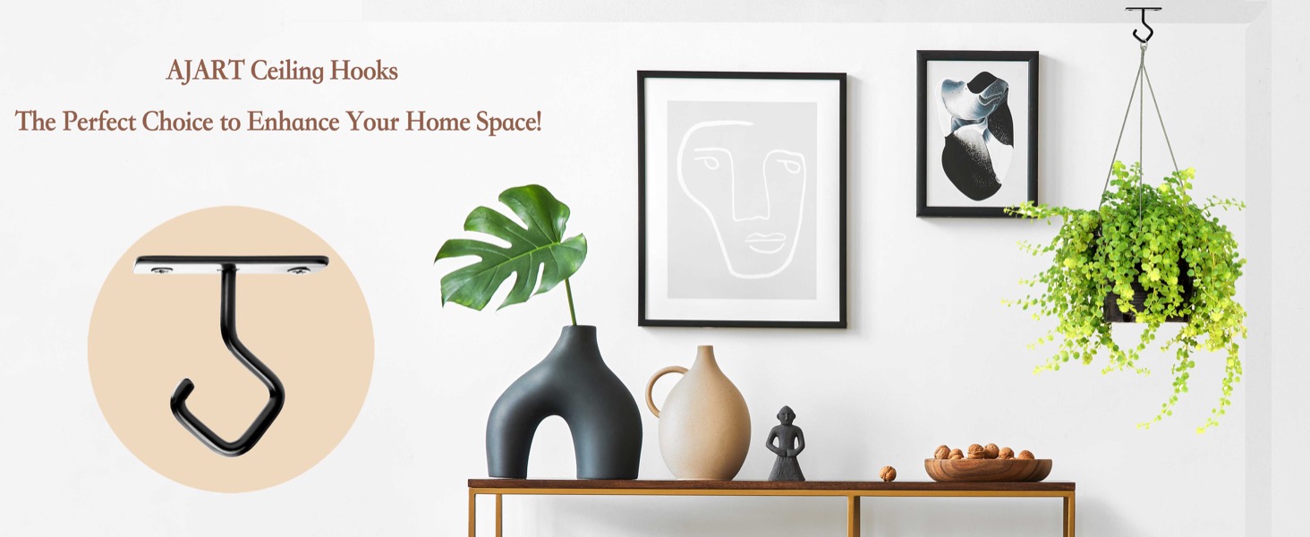 AJART Ceiling Hooks for Hanging Plants Iron Plant Hanger