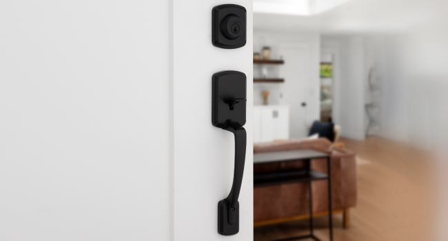 Keyed Entry handleset kwikset henley matte black smartkey lock deadbolt