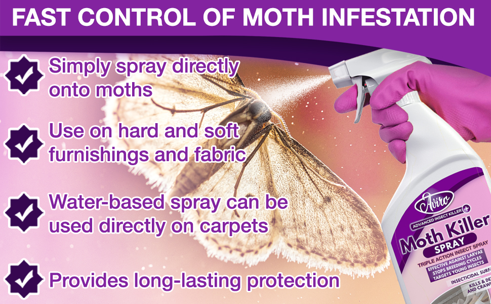 Aviro Moth Killer Spray (1 Litre) Fast Acting Moth Repellent Killer