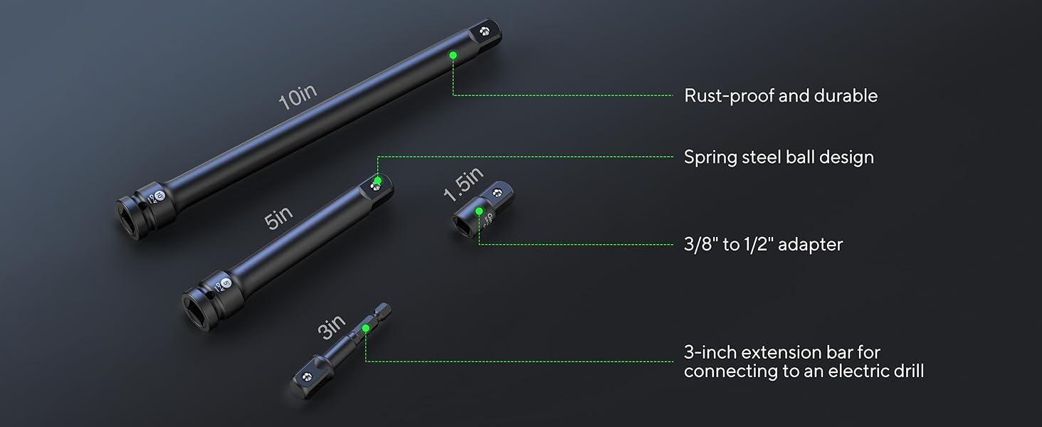 Impact Socket Set 1/2 Inch, ginour 20PCs Drive Master Deep Impact