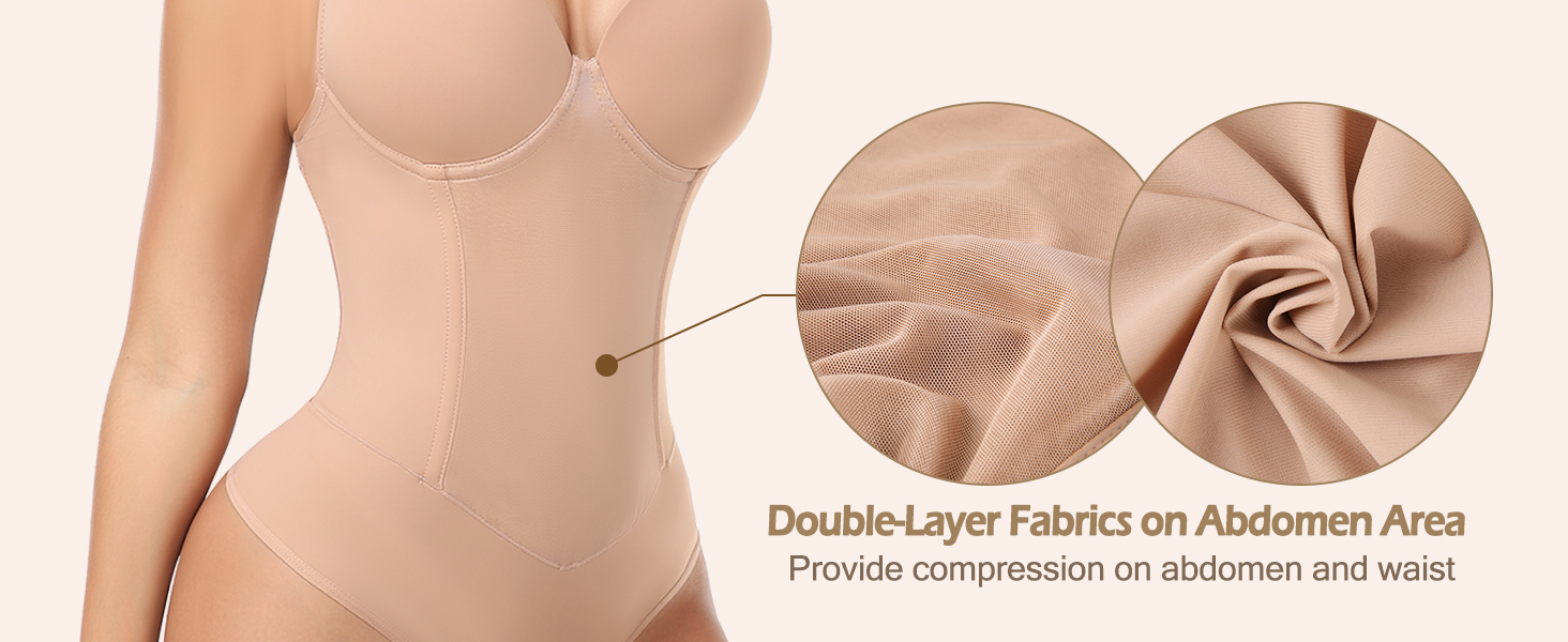 Bodysuit Shapewear for Women Tummy Control Panties Seamless Sleeveless Tops V-Neck Jumpsuit