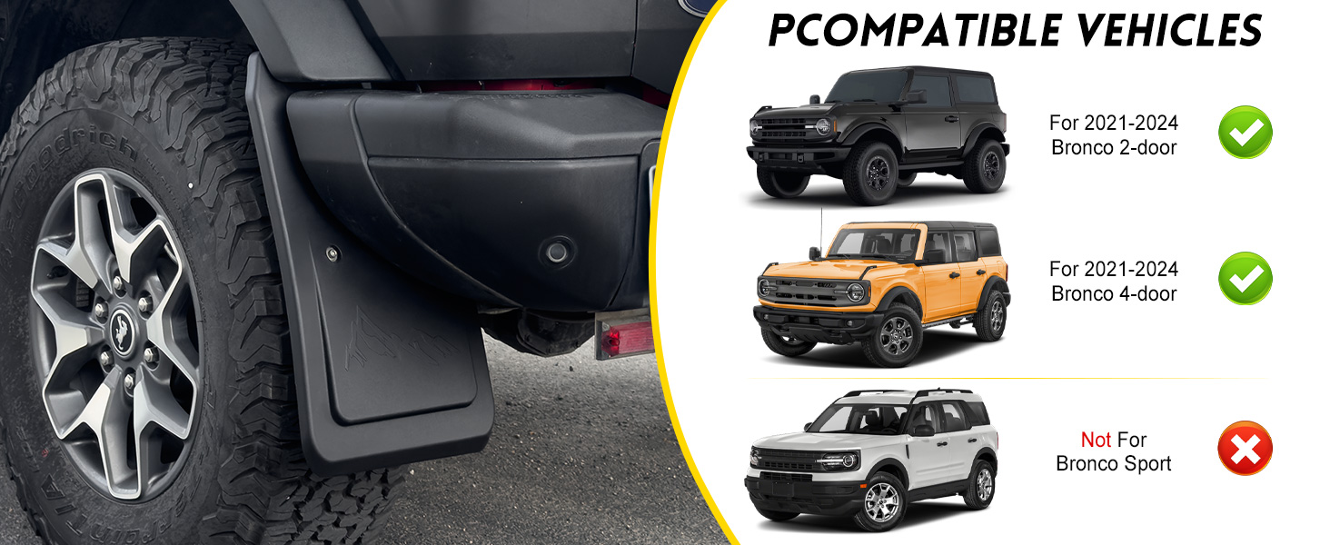 Mud Flaps for 2021-2024 Ford Bronco 2/4-Door