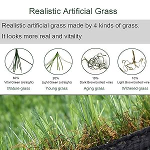 Synthetic grass in 4 colors