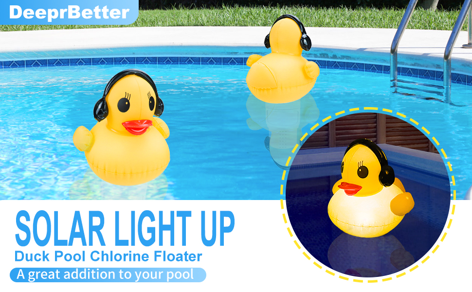 DeeprBetter Pool Chlorine Floater,Solar Inflatable Duck