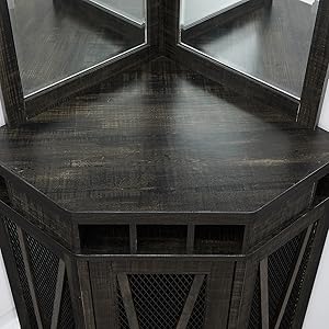 Corner Bar Unit with Built-in Wine Rack and Lower Cabinet 3 home source dc15 counter space