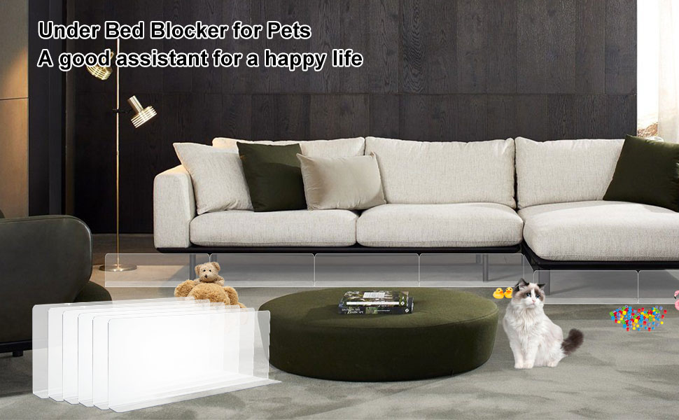 8PCS Under Bed Blocker for Pets, Clear Toy Blocker for
