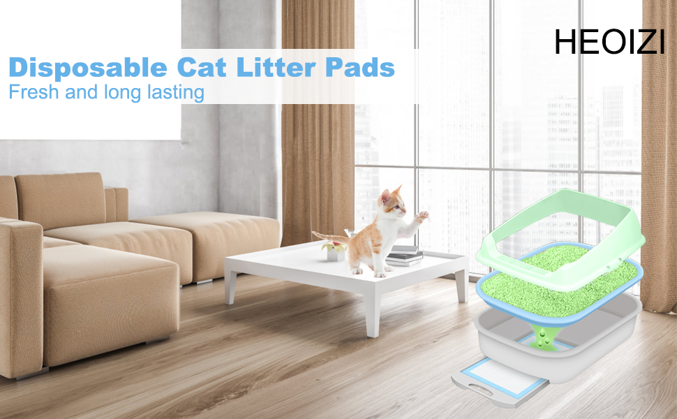 HEOIZI 50 PCS Disposable Cat Litter Pads 17.7x13 Inch,for