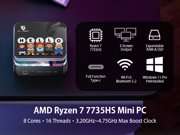 Amazon.com: chatreey Mini PC AMD Ryzen 7 7735HS 16GB DDR5