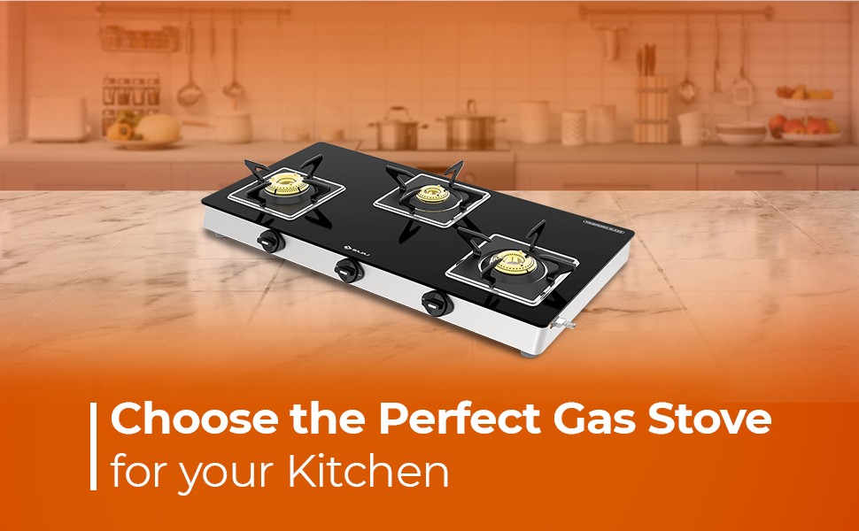 Bajaj 3BJGS7 Stainless Steel Glass Top Gas Stove with 3 Brass Burners