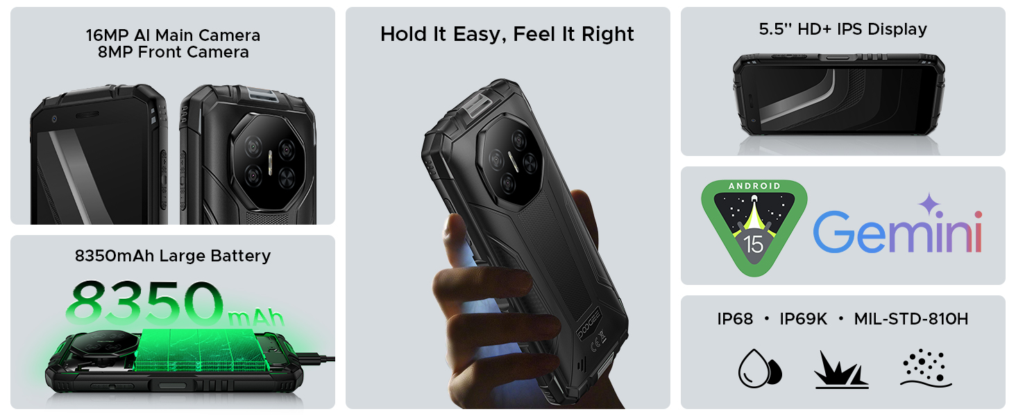 DOOGEE Fire 3 Pro Android 15 Rugged Phone,16GB+128GB/2TB Octa-Core Rugged Smartphone