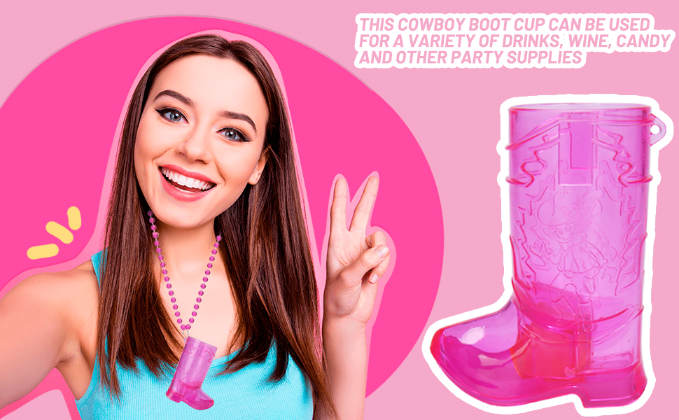 Set of 24 Light Up Plastic Shot Glasses Cowgirl Boot Shot