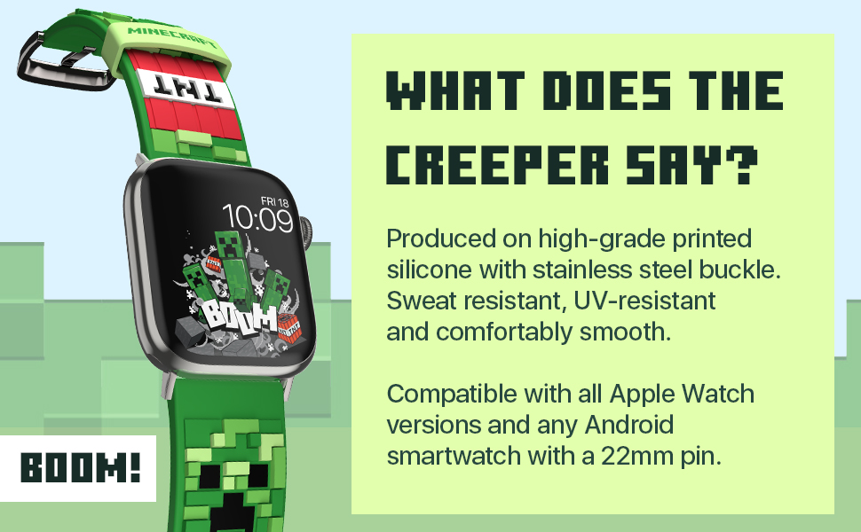Minecraft Creeper 3D Sculpted Smartwatch Band Officially Licensed