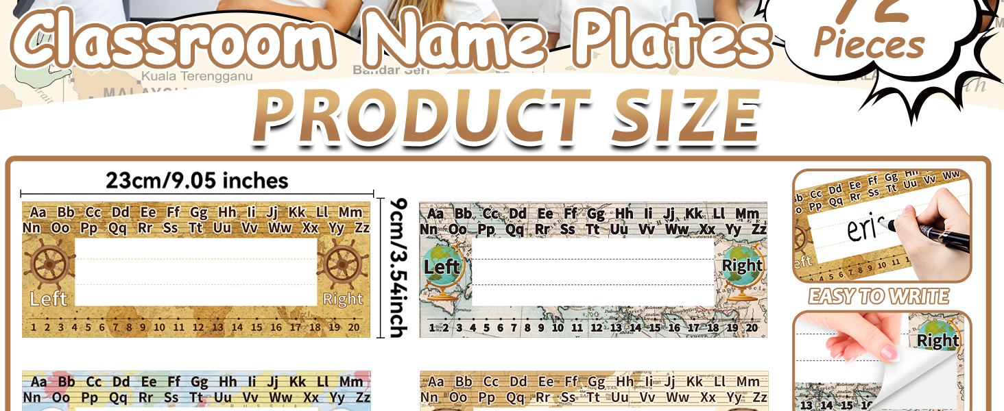 72pcs Travel Map Flat Name Plates with Alphabet Number