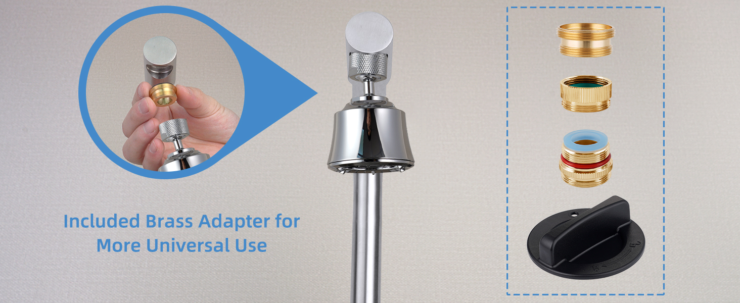 Faucet Sprayer Attachment with 2 Ball Joint, 4 Spray Models Big Angle