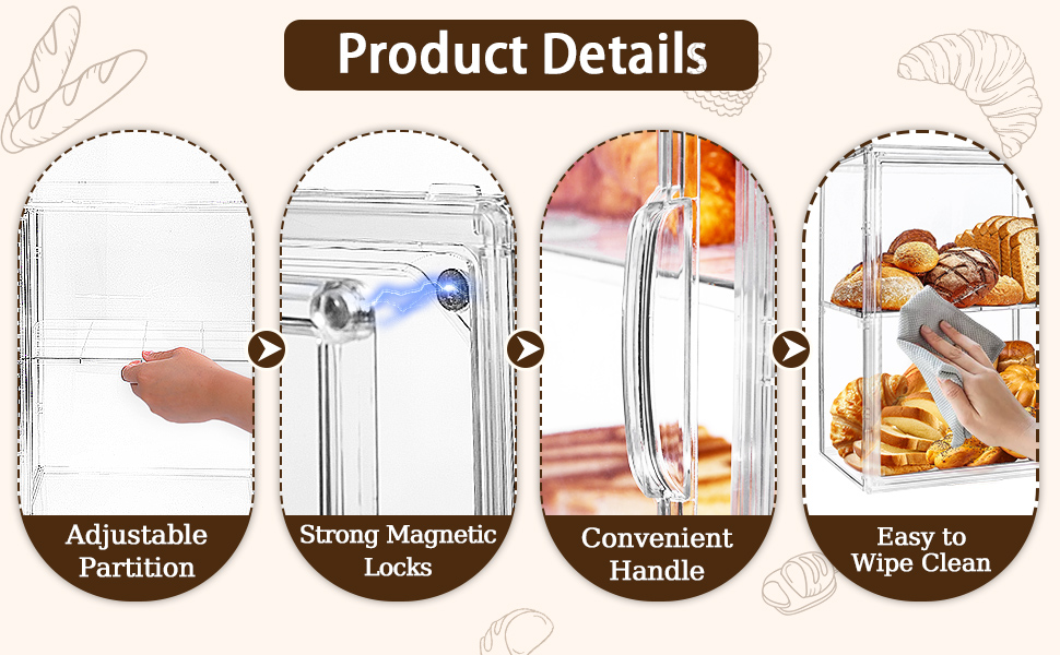 Gifhomfix Bakery Display Case 15.7x11.8x9.8inch Clear Bread