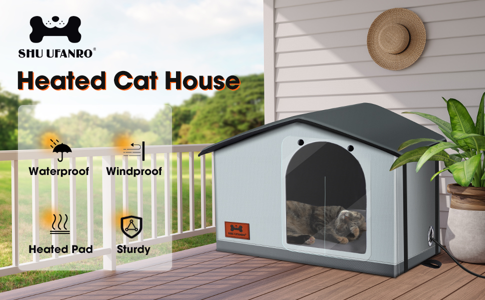 SHU UFANRO Insulated Heated Cat House Indoor/Outdoor