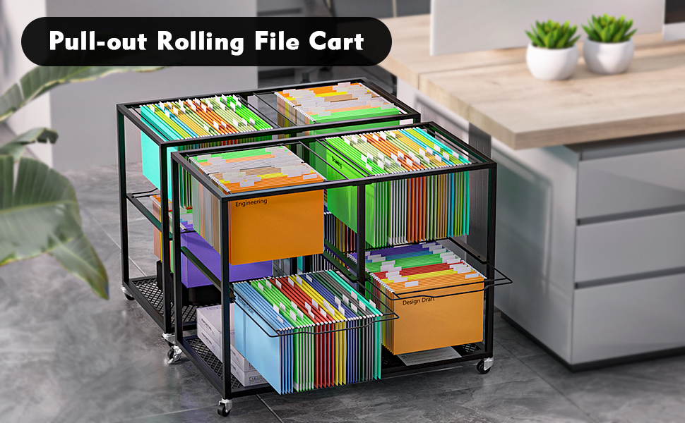 mopam File Cart with Wheels Hanging Files Folder Movable