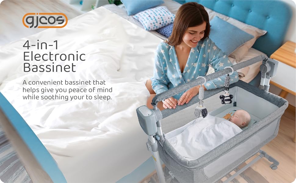 GJCOS Electric Rocking Bedside (Grey) 4 in 1