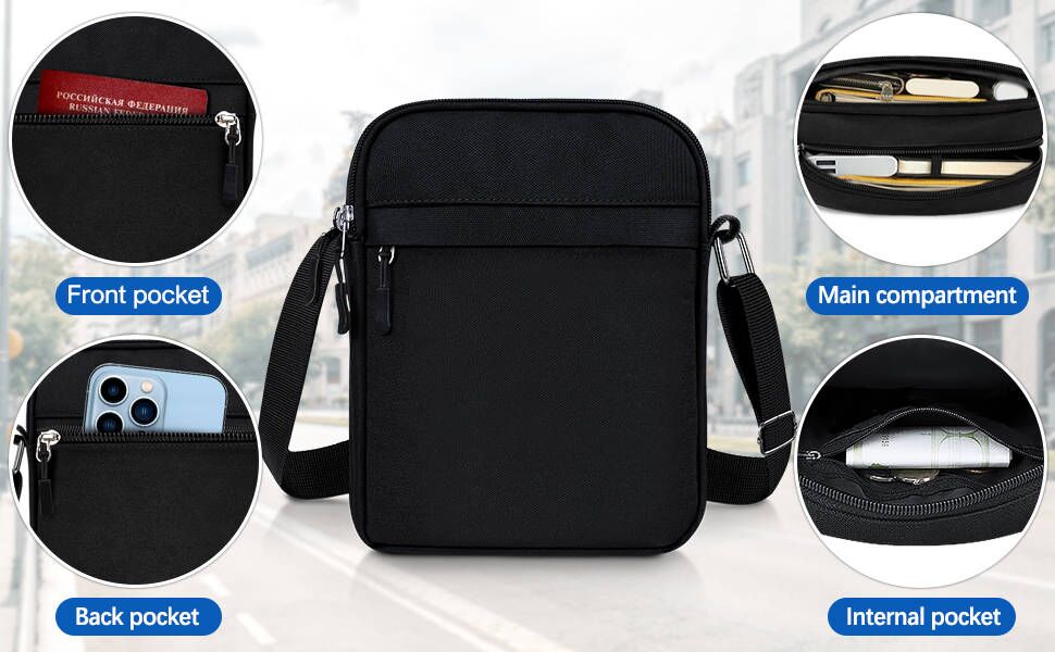 ENONEO Men's Shoulder Bag, Small Canvas Crossbody Bag Lightweight