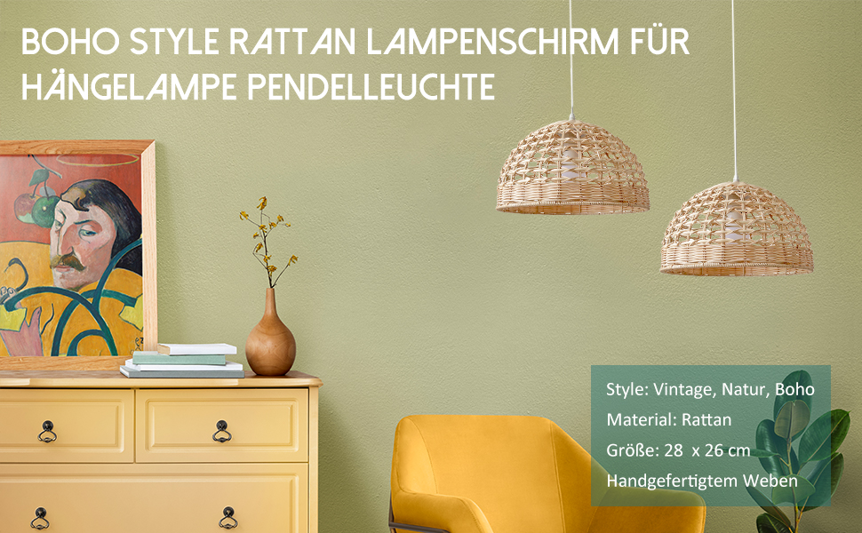 LOVIVER Rattan Lampenschirm Kreative Hängelampe Lampenschirm Moderner