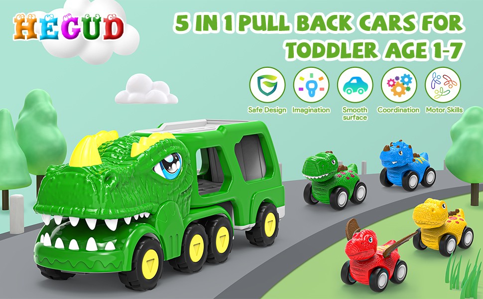 HEGUD Toddler Car Toys for 1 2 3 4 5 Year Old Boy, 5in1